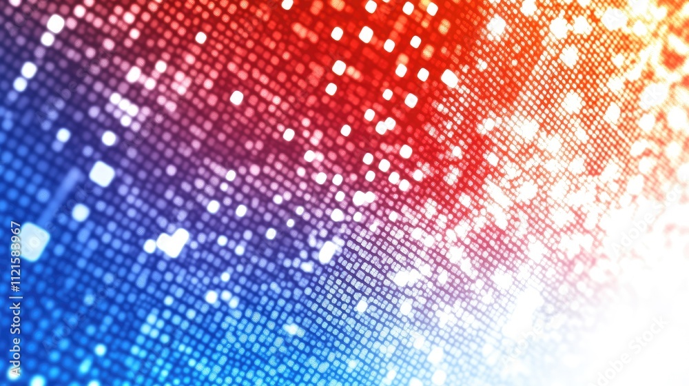 Poster a vibrant heat map graphic with bold gradients transitioning from blue to red, layered on a grid-lik
