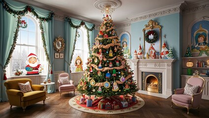 Victorian Christmas visuals in various styles