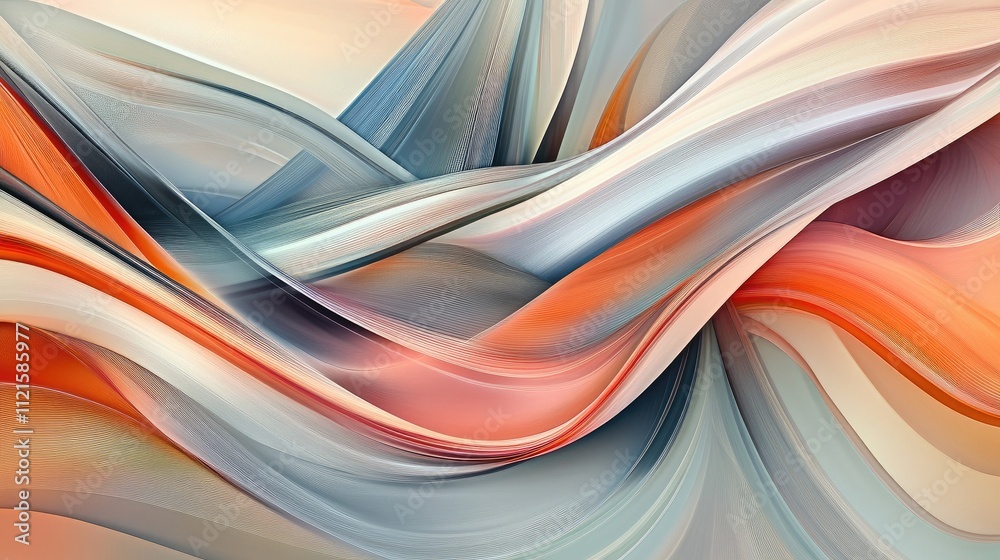 Poster abstract waves and curves created with smooth flowing lines, forming an elegant and calm pattern on 