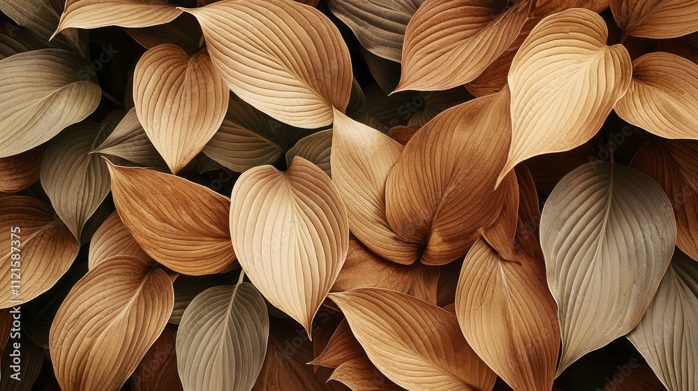 Poster A striking array of hosta leaves displays a beautiful blend of trendy colors, creating a mesmerizing visual that captivates the eye