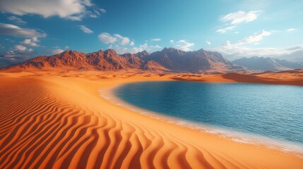 A Serene Oasis in the Heart of the Desert: Stunning Mountain Scenery and a Tranquil Lake