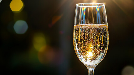 A prismatic effect is produced when sunlight bounces off a sparkling wine glass.