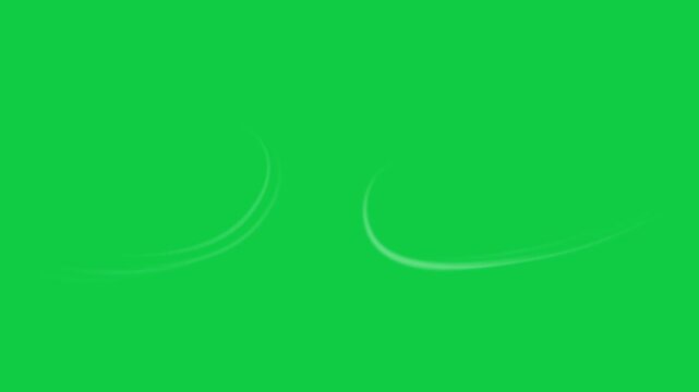 Cartoon 2d animation of wind flowing on the ground, vortex of air flow on green background chromakey, seamless loop of swirling wind, abstract animation of light breeze, Wind Blow Path Animation
