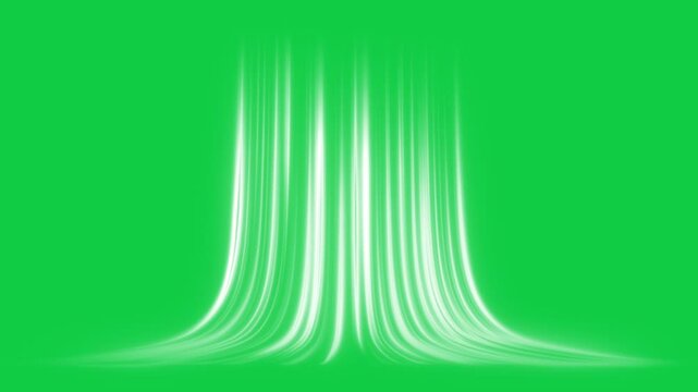 Cold air flow from conditioner effect. air light effect on green screen. Freezing wind waves air blowing effect. Abstract directional optical fiber neon lines on black Background. Air cooling process