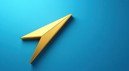 Golden Arrow Graph Pointing Up on Blue Background: 3D Rendered Business Growth and Market Progress Concept