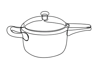 Continuous One-Line Drawing of a Pressure Cooker - Minimalist Kitchenware Art