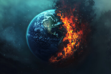 Earth Engulfed in Flames: A Powerful Symbol of Global Warming and Climate Change