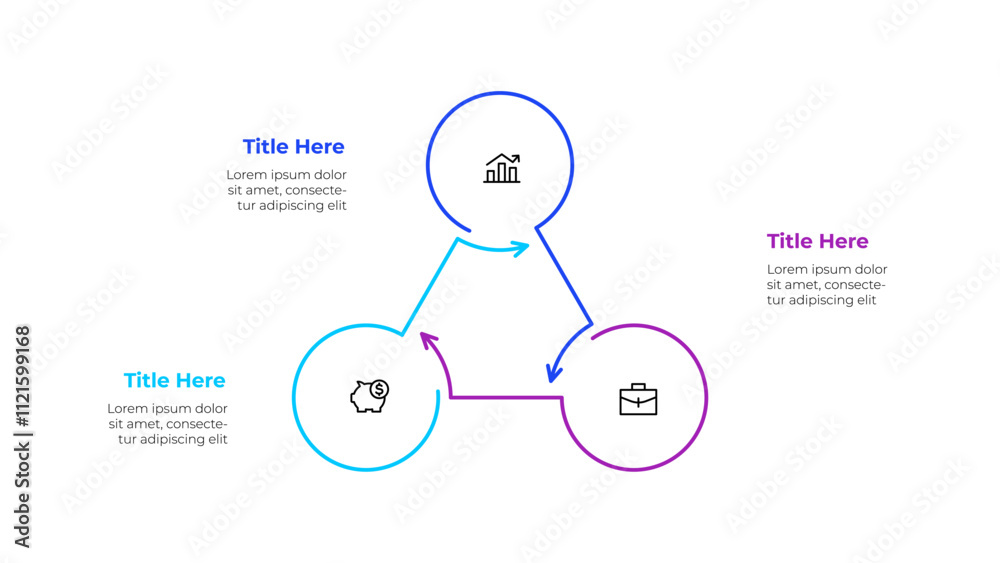 Aufkleber Outline Infographic circular diagram for business presentations with 3 steps or options. Triangle cycle chart