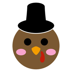 Cute Kawaii Turkey With Pilgrim Hat