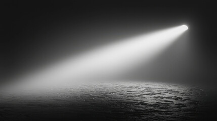  Single Spotlight Beaming in Darkness, Symbol of Focus and Hope