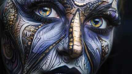 Makeup artist who uses human faces as a canvas for her art, AI generated images