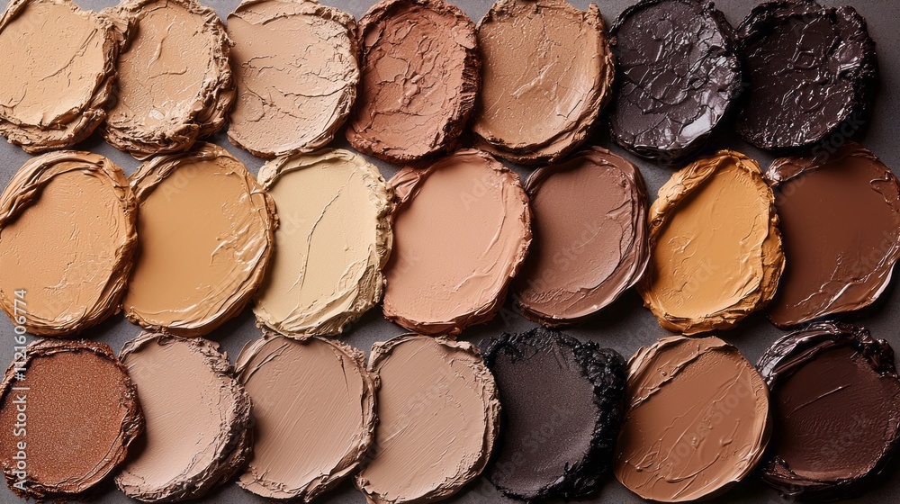 Poster aesthetic arrangement showcases a spectrum of skin tones, artistically displayed in circular forms. 