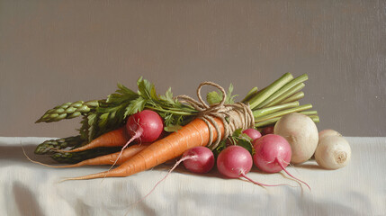 heirloom carrots, fresh radishes, organic vegetables, root vegetables, rustic produce, farm fresh, vegetable bundle, healthy food, raw vegetables, garden harvest, fresh parsley, culinary produce