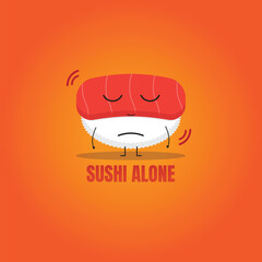  Cute Sushi Alone Vector Illustration