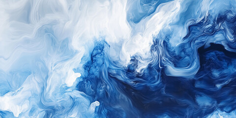 Swirling tendrils of smoke in blue and white colors forming intricate patterns against a black background.