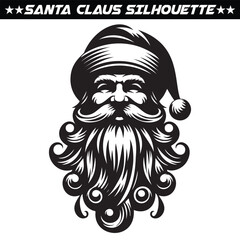 Santa Claus silhouette full of gifts and christmas tree. Merry christmas and Happy new year decoration. Vector on eps 10