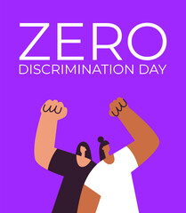 Zero Discrimination Day 1 March. Hands of diverse group girls. Flat vector illustration.