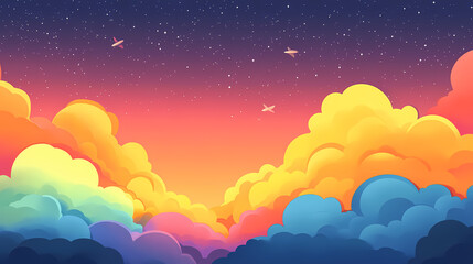 Colorful clouds with rainbow hues and artistic design. Nimbus. Illustration