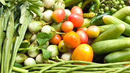 Fresh vegetables for cooking. Vegetables contain dietary fiber that helps cleanse the intestines.