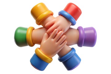 Colorful Hands United Teamwork, Collaboration, Unity, Support, Togetherness