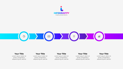 Gradient infographic template with four steps process, icons, and place for text, perfect for presentations and reports