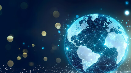 Fototapeta premium Digital globe with glowing network lines