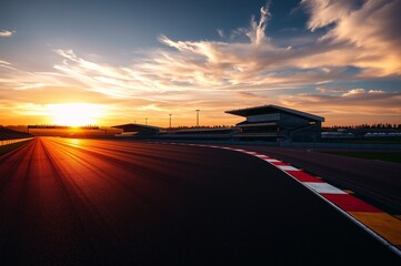 Obraz premium Scenic Sunset Over a Racing Track with Dramatic Sky