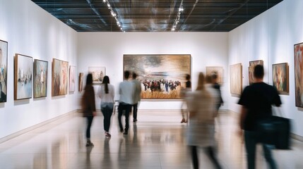 People viewing art in a modern gallery. (1)