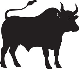 Black Bull vector silhouette art of illustration with white background