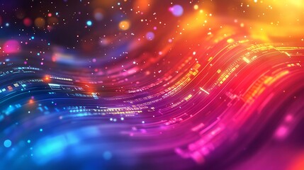 Obraz premium Vibrant financial management background with glowing data streams and invoice records