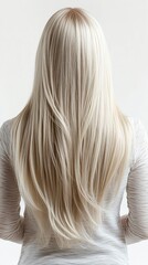 Naklejka premium Long Straight Platinum Blonde Hair