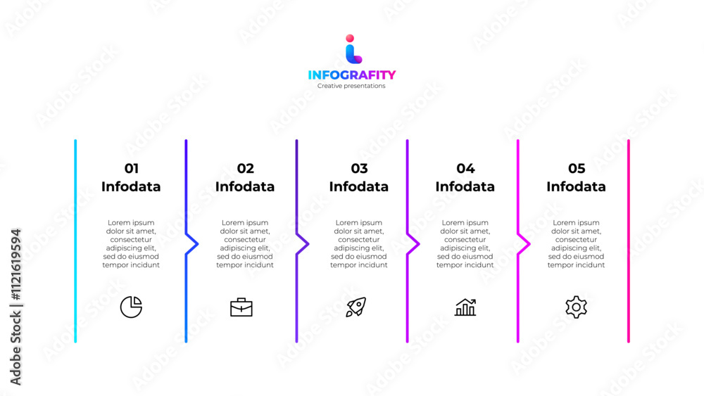Aufkleber Clean infographic design presenting five key data points with corresponding icons, ideal for business presentations and reports