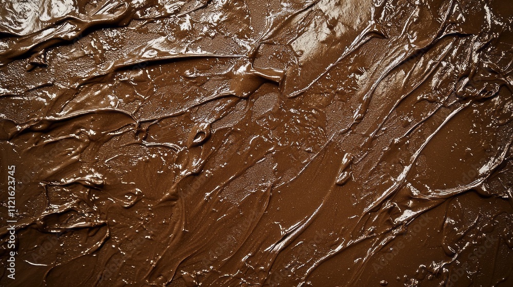 Aufkleber a visually enticing, glossy brown surface that evokes the sensation of indulgent chocolate, inviting