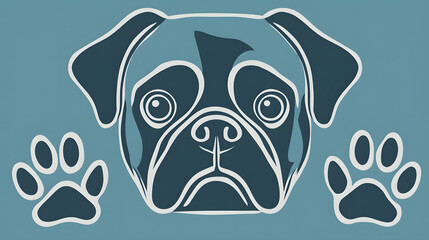 Stylized pug illustration with playful expression