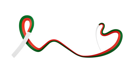 3d Flag Of Madagascar Heart Shaped Wavy Awareness Ribbon flag On White Background 3d Illustration
