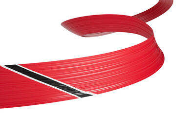 3d Flag Of Trinidad And Tobago 3d Wavy Shiny Ribbon Isolated On White Background 3d Illustration
