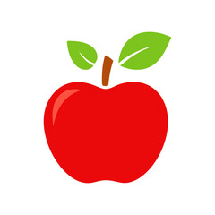 Apple with Leaf Vector Art for Design, red apple isolated on white