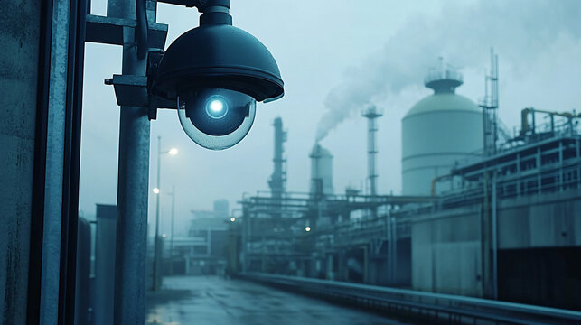 Weatherproof cameras ensuring security in outdoor industrial spaces.