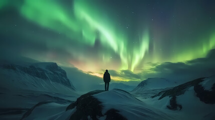 Northern lights. Boreal. Illustration