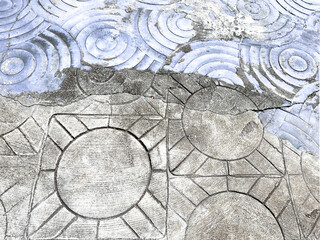 Close Up Texture Geometric Pattern On The Old Floor At Mukdahan, Thailand. 08 Nov 2024. AM
