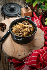 Traditional polish sauerkraut with mushrooms.