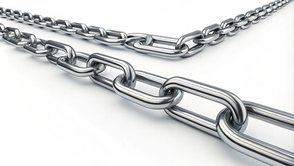 Obraz premium Two chains of metal links are shown side by side