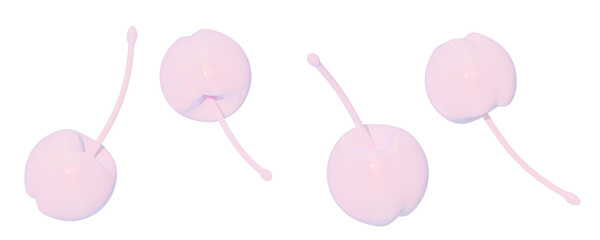 3d icon, 3d illustration, glossy pink cute cherry set on an isolated background