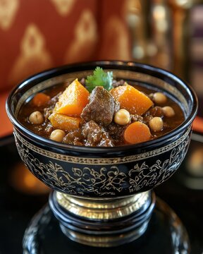 Savoring BozbashTraditional Azerbaijani Lamb Stew with Chickpeas Azerbaijan Food Experience Cozy Setting Culinary Delight