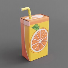 3D Juice Box Icon: Plain Design for Versatile Branding illustration