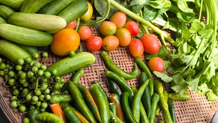 Fresh vegetables for cooking. Vegetables contain dietary fiber that helps cleanse the intestines.