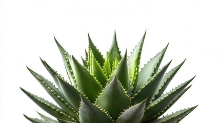 a cactus, its needles sharp and green, set against a white background that amplifies the simplicity and elegance of the plantas natural beauty