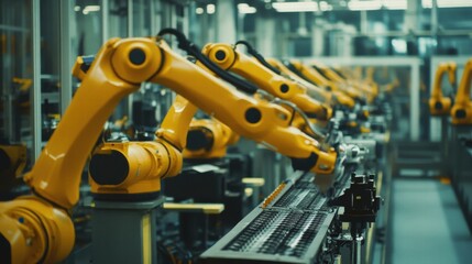 Industrial Robotic Arm Assembly Line