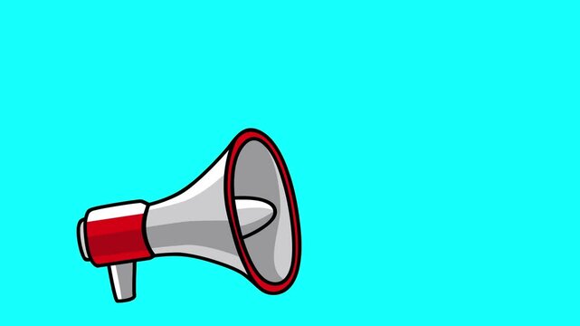 Motion graphic of a megaphone in cartoon style. Perfect for social media ads, announcements, marketing campaigns, or promotional videos