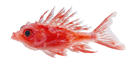 Fototapeta premium Vibrant red fish showcasing intricate details. transparent background